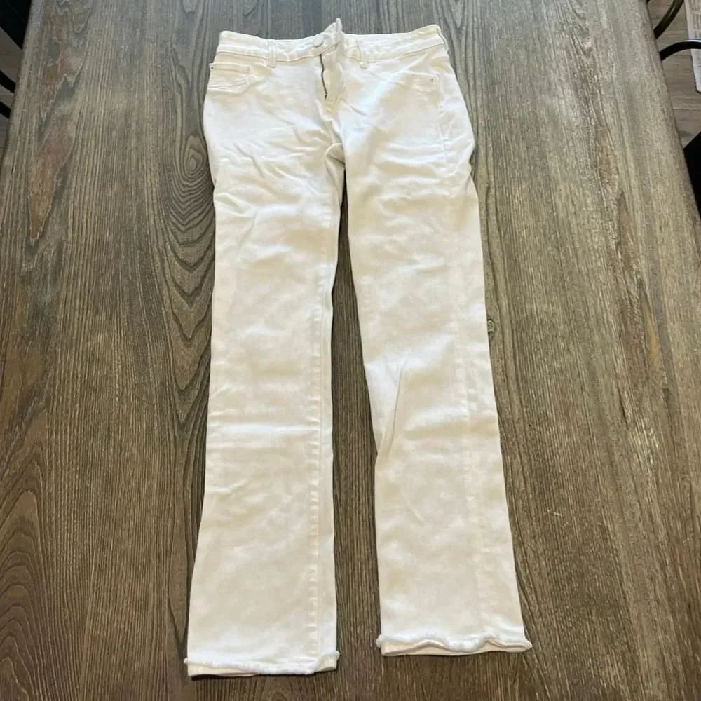 DL1961 Mara Instasculpt Straight Ankle Jeans Mid Rise Stretch Denim White Sz 26